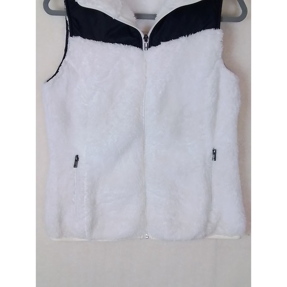 Columbia Womens Vest‎ Sz M Full Zip Sherpa Fleece Lined White Black Color block - Picture 5 of 11